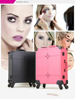 

2 PCS Lighted Makeup Box with Mirror table Legs Trolley Cosmetic Case Professional