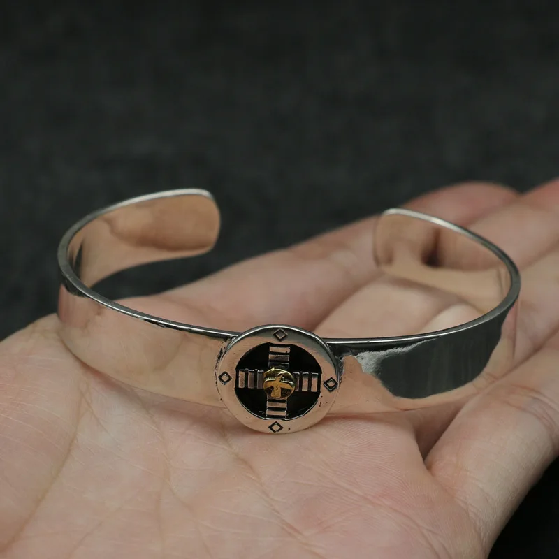 

Starfield S925 Sterling Silver Retro Thai Silver Small Leaf Sun Bird Takahashi Goro Handmade Open Ended Men Women Bangle