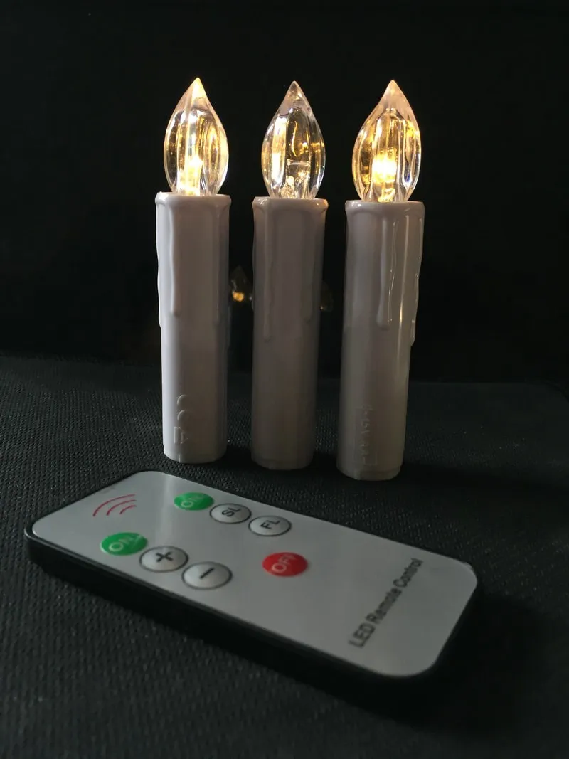 Set of 10 Remote controlled LED taper stick Candle teaLight Battery