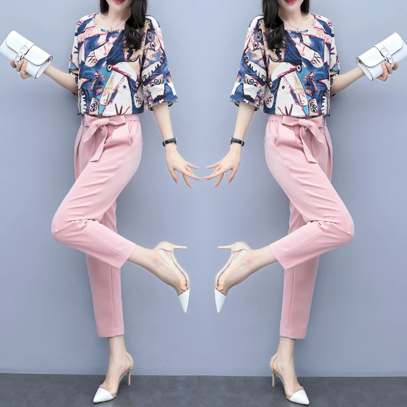 

Fashion Summer Set Women Two-piece Suits Goddess Ol Year-old Female Costume Conjunto Feminino Ensemble Femme Survetement