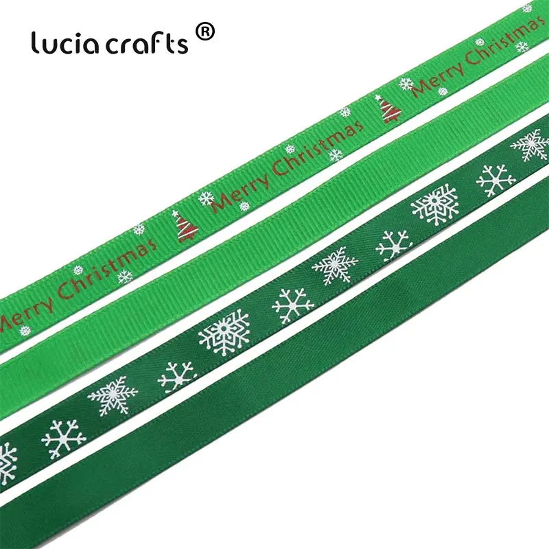 Lucia crafts 5 ярдов/12 ярдов 10 мм печатные рождественские корсажные/атласные ленты DIY рождественские вечерние упаковочные материалы T0502