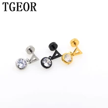 free shipping CHARM illusion cheaters ear piercing 30pcs 16G surgical Stainless Steel triangle dangle Cubic CZ zircon fake plug