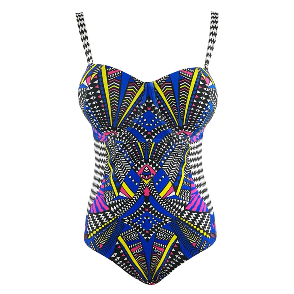 

Lady One-piece Bikini Strapped Padded Underwire Swimsuit Swimwear Plus Size L-3XL Size