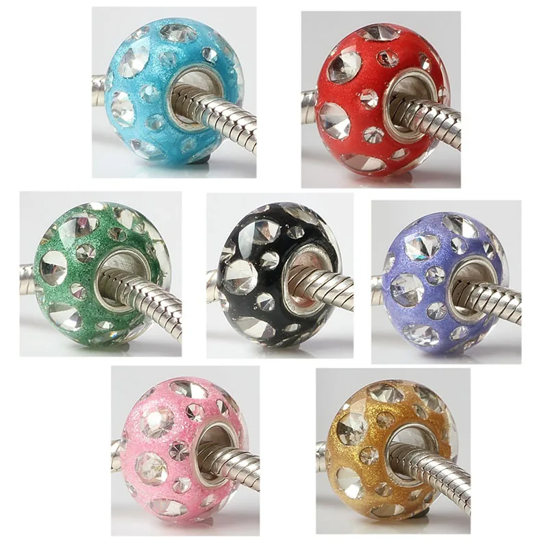 

925 Sterling Silver Large Hole Solid color 3D Flowers stripe Murano Glass Charm Shining Beads Fit European Bracelet Jewelry