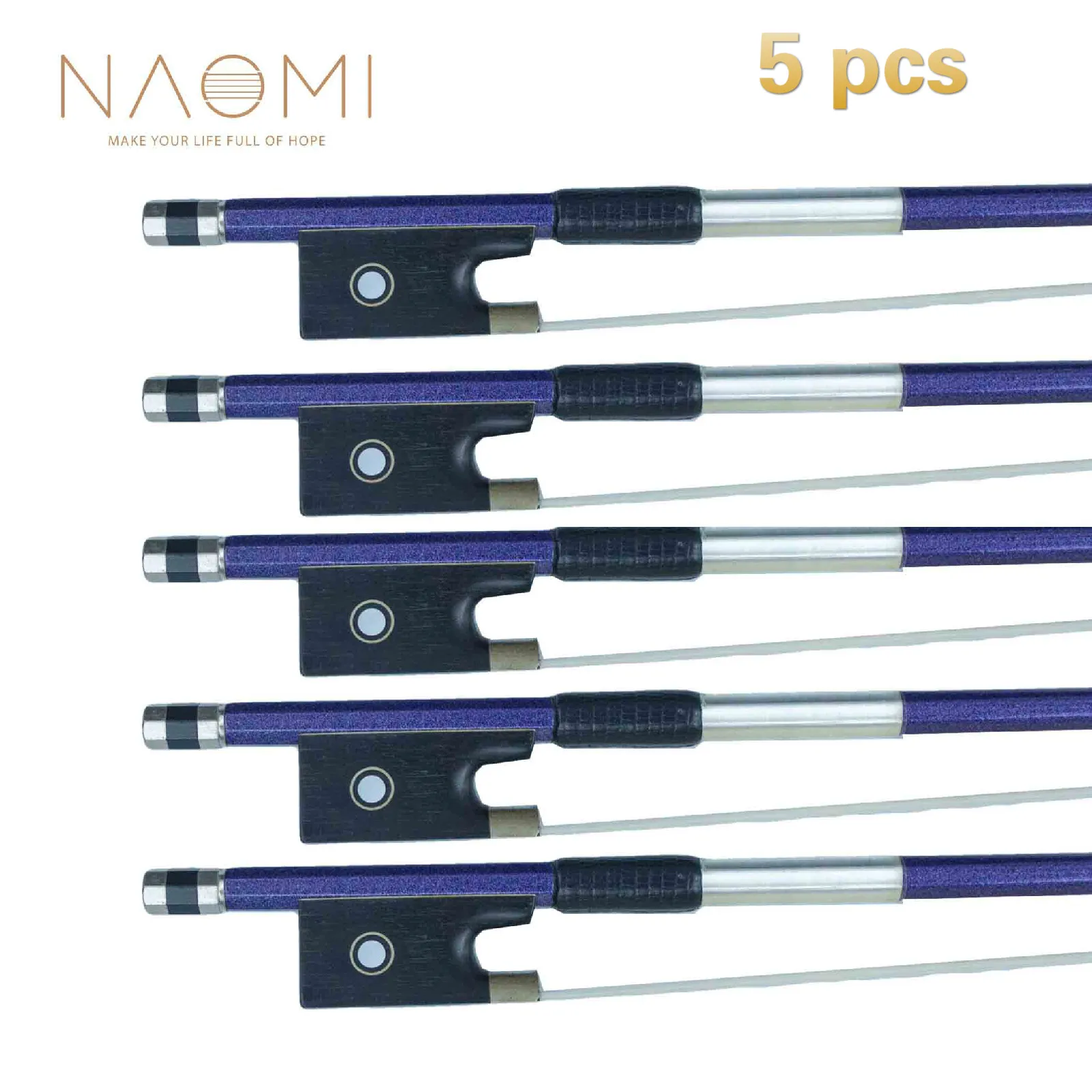 

NAOMI 5 PCS Violin Bow 4/4 Carbon Fiber Violin Bow Carbon Fiber Bow Well Balance Horse Hair Violin Bow Accessories -Blue