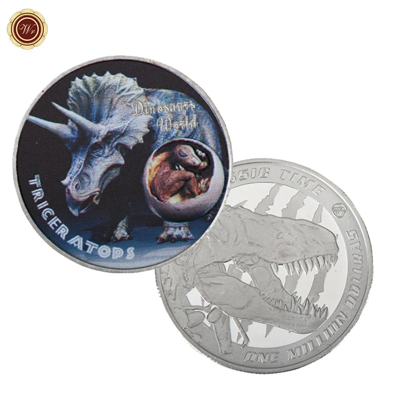 WR Triceratops динозавр мировая металлическая монета 999 9 Посеребренная Серебряная