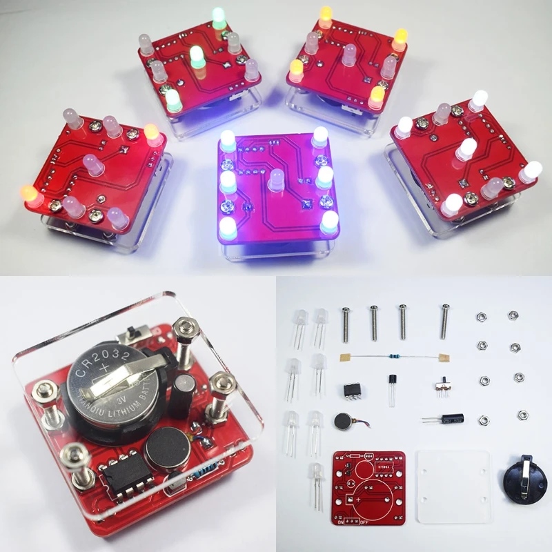 

OOTDTY DIY Swing Shaking LED Dice Kit With Small Vibration Motor Diy Electronic Kits