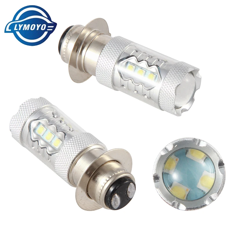 LYMOYO Motorcycle Headlight P15D H6M H6 80W 16SMD PX15D T19 LED
