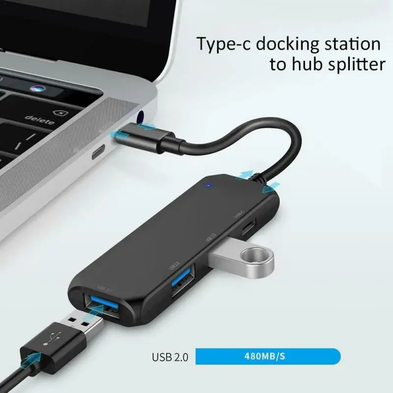 Type C-USB-C 4K USB 2,0 4 в 1 концентратор адаптер кабель для Apple Macbook портативный легкий дизайн Plug and Play