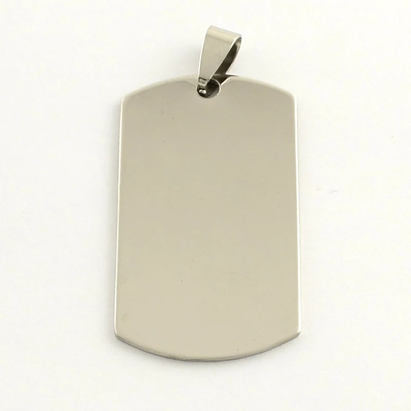 

50pcs 201 Stainless Steel Rectangle Blank Stamping Tag Pendants with Snap on Bail Stainless Steel Color 43x24x1mm, Hole: 3mm