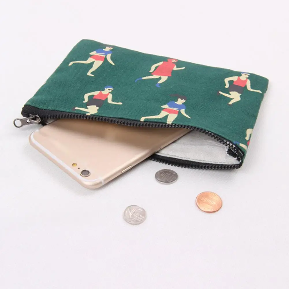 

Funny Athlete Print Lady Canvas Coin Purse Zipper Wallet Card Cash Holder Clutch