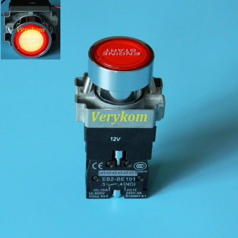 

1pc Racing Car 12V Ignition Switch Engine Start Push Button Red LED Switch