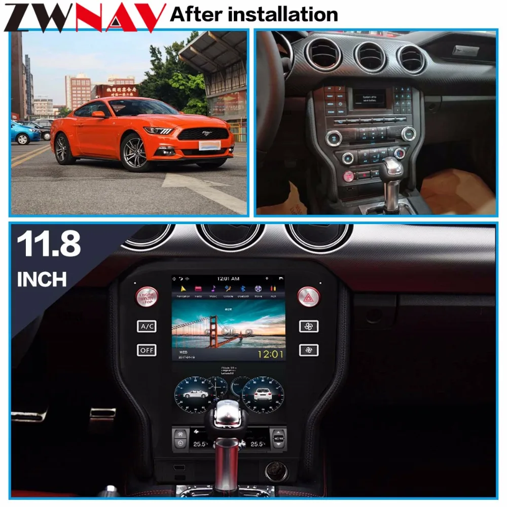 Sale Tesla style Android 7.1 Car Multimedia Player head unit for For Ford Mustang 2015 2016 2017 2018 GPS Navigation Radio BT no dvd 1
