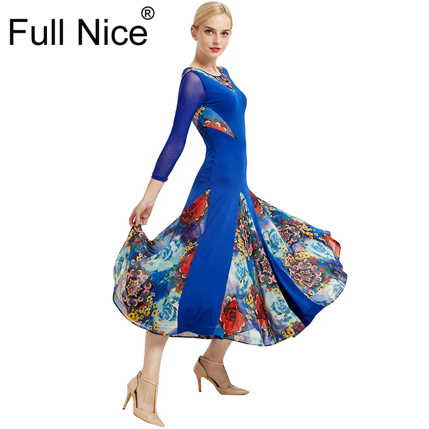 Ballroom Dance Dress Modern Dance Floral Pattern One Piece Long Length