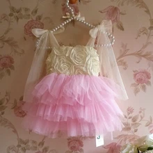 Детское праздничное платье Лето новое поступление Обувь для девочек Розовое Кружево платье принцессы из тюля детская одежда оптом, От 1 до 5 лет
