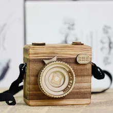 Creative handmade wooden crafts music box clockwork diy toy camera girls children birthday gift ornaments for baby gifts