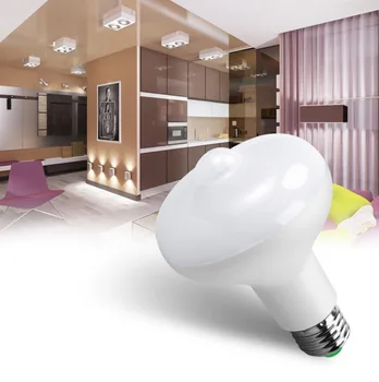 

50pcs New 9W human body induction bulb PIR Motion Sensor Lamp 9w E26 E27 B22 LED Bulb R80 Auto Smart Led PIR Infrared Body Lamp