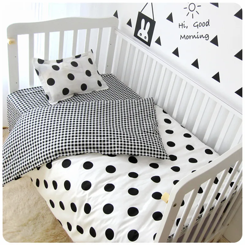 Cotton Baby Cot Bedding Set 6pcs Newborn Cartoon Bear Crib Bedding