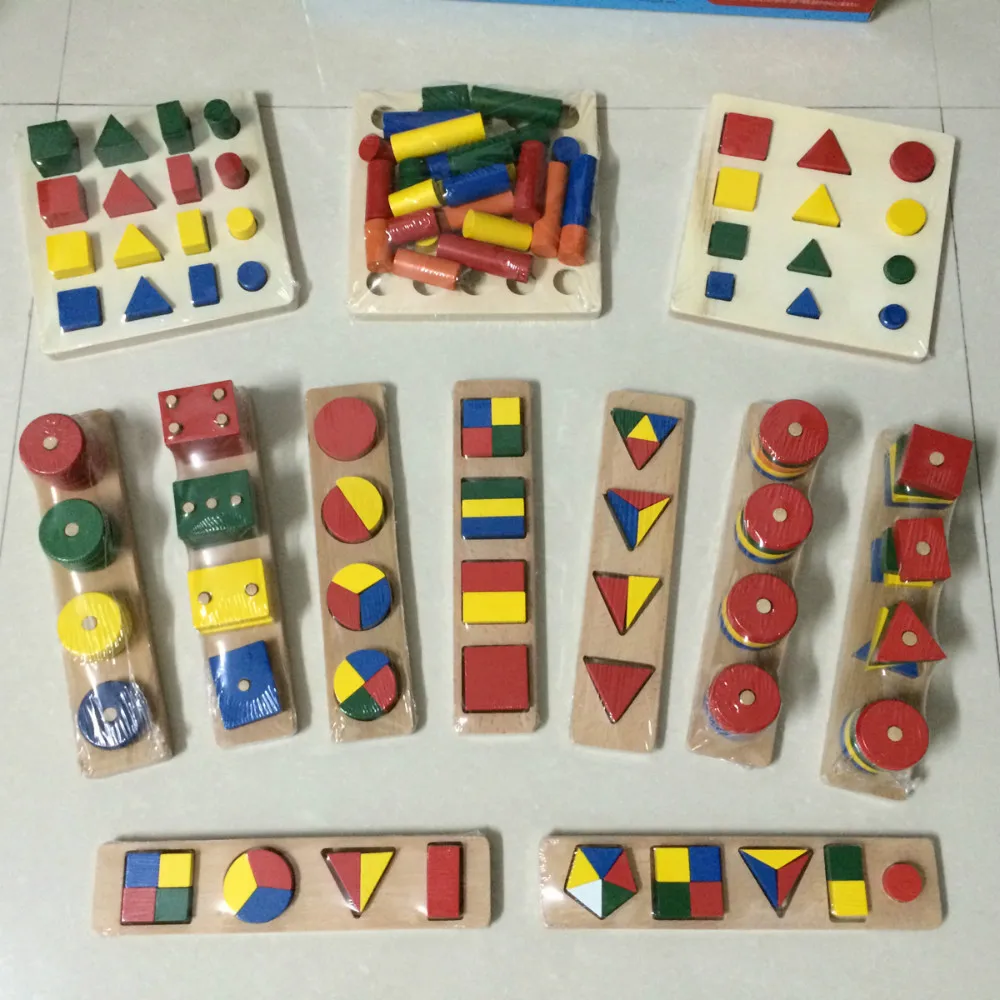 Монтессори ребенка раннего образования дубовая деревянная игрушка геометрическая форма Обучающие игрушки(12 видов в наборе