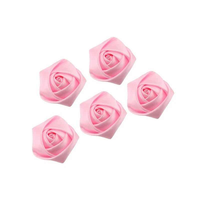 

20 Pcs\lot Pink Rose Handmade Diameter 3.5 cm Satin Rose Ribbon Flowers DIY For Make Wedding Bouquet Bride Flower Accessories