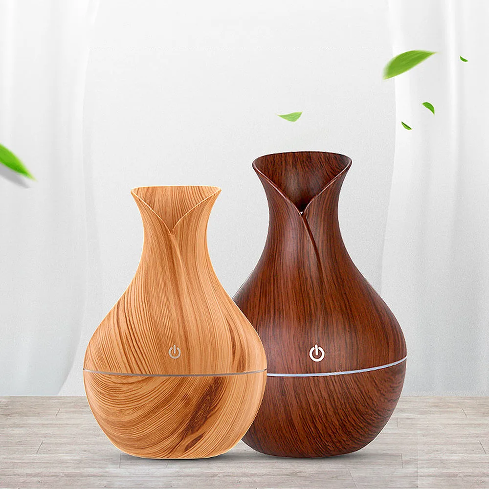 

Electric Air Fresheners Aroma oil diffuser ultrasonic wood grain air humidifier USB mini mist maker LED light for home office