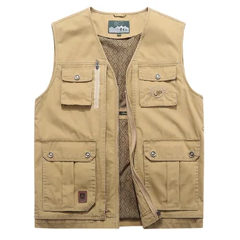 

Plus Size L-9XL Brand Military Vest Men Pockets Cotton Waistcoat Photography Director Vest Sleeveless Jacket Casaco Masculino
