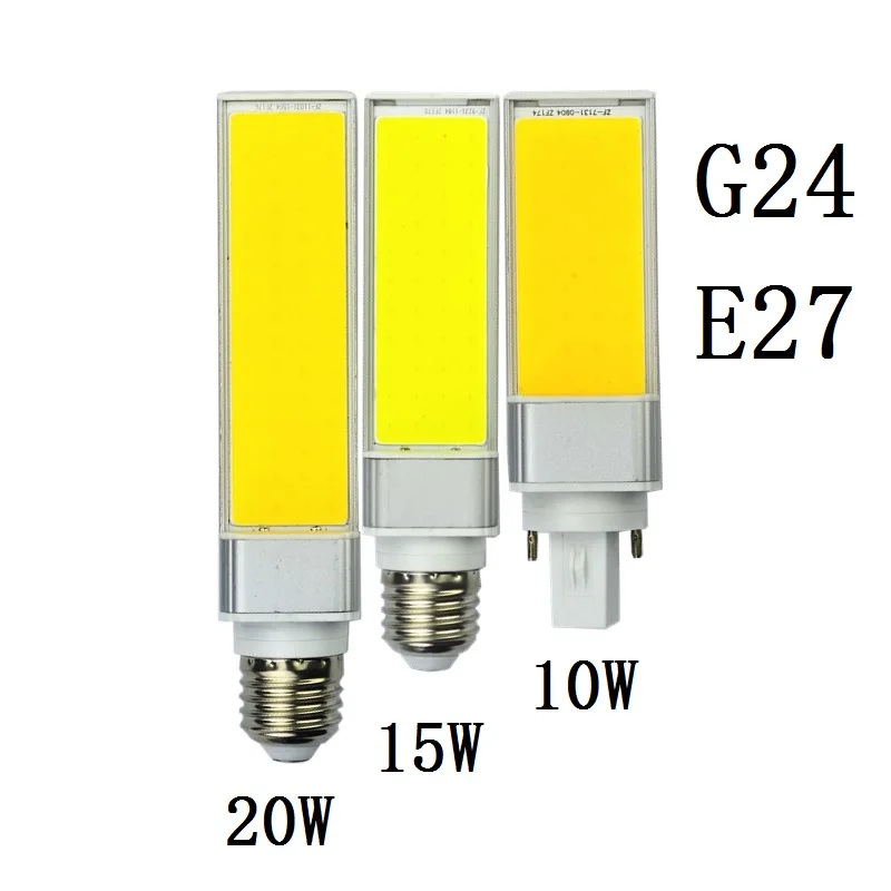 Bombilla G24 Светодиодный светильник 10 Вт 15 Вт 20 Вт E27 Светодиодный светильник-кукуруза теплый белый COB Точечный светильник 180 градусов 110 В 220 В горизонтальный штекер светильник Lampara