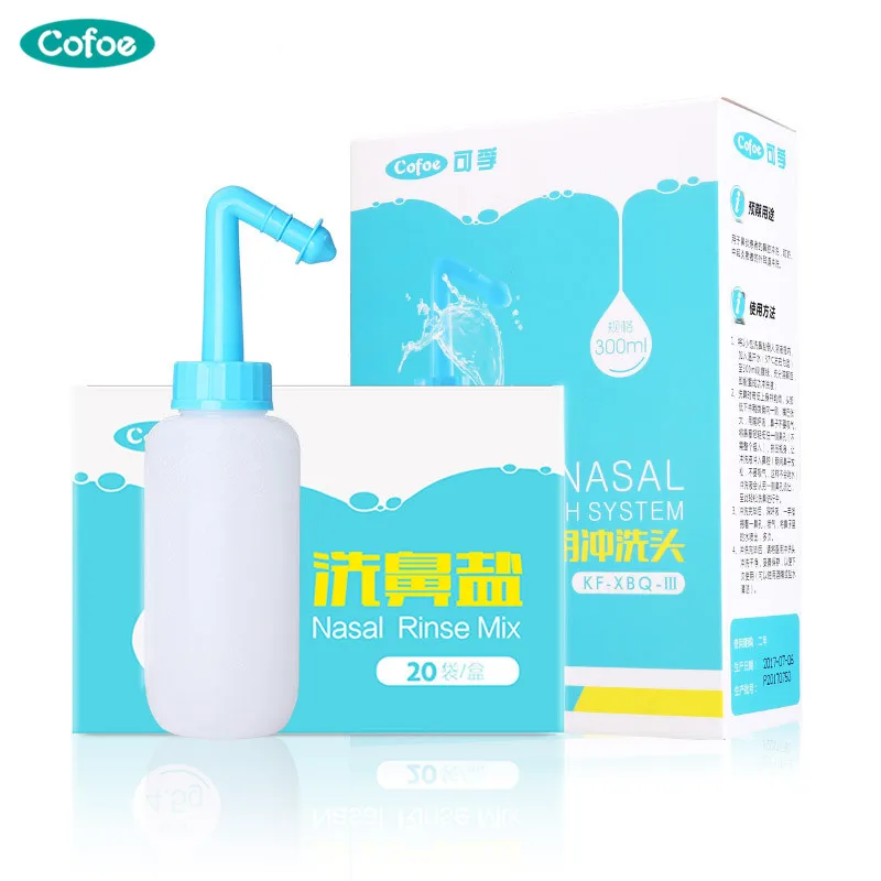 

Cofoe Nasal Irrigator with 20pcs Salts Rhinitis Nasal Absorption Adult Child Nasal Wash Neti Pot Nose Cleaner Sinus Sinusitis