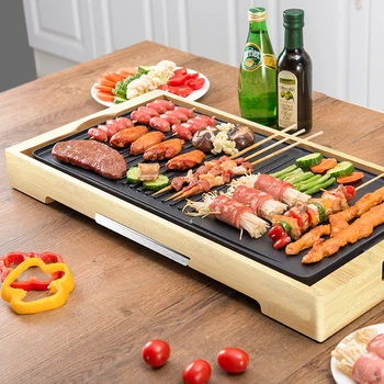

Bamboo Body barbecue machine household smokeless electric baking barbecue dish non-stick electric raclette grill