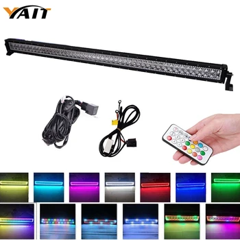 

Yait 288w Straight Led work light bar 50 inch led lights with Chasing RGB Halo Spot flood Combo LED Lights By Remote Controlled