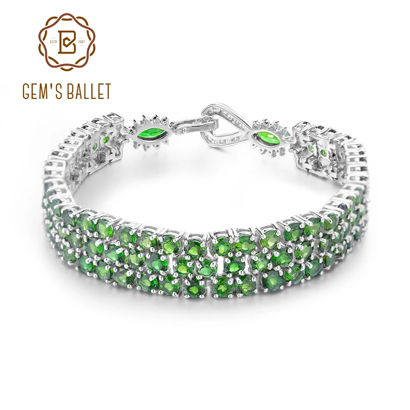 

GEM'S BALLET 29.25Ct Natural Chrome Diopside 925 Sterling Silver Gemstone Bracelets&bangles For Women Wedding Fine Jewelry
