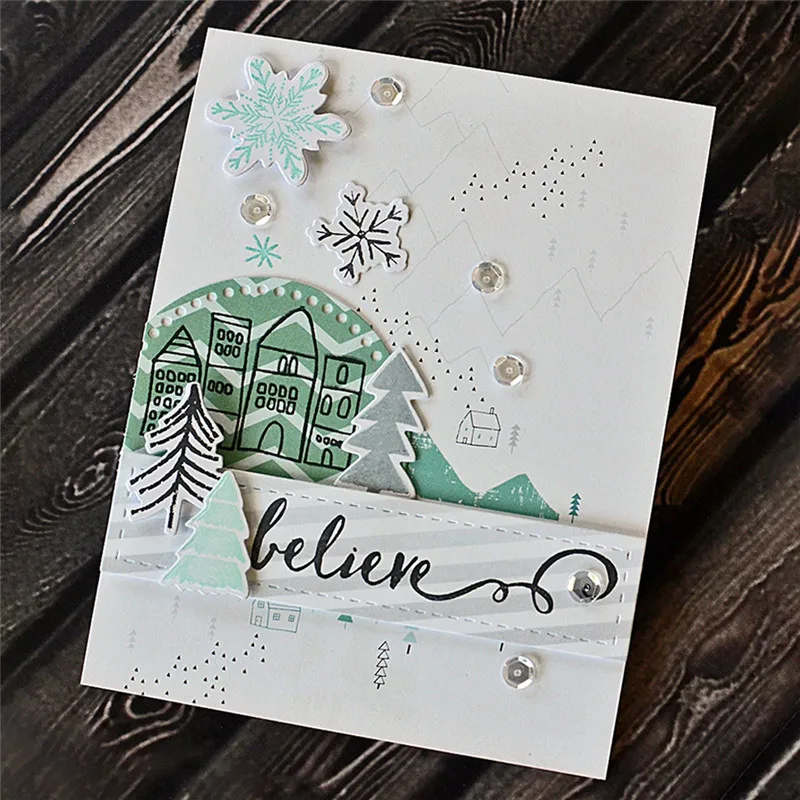

Eastshape Winter Scenery Metal Cutting Dies Village Tree Architecture Scrapbooking for Card Making Craft Stencil 2019 Die Cuts