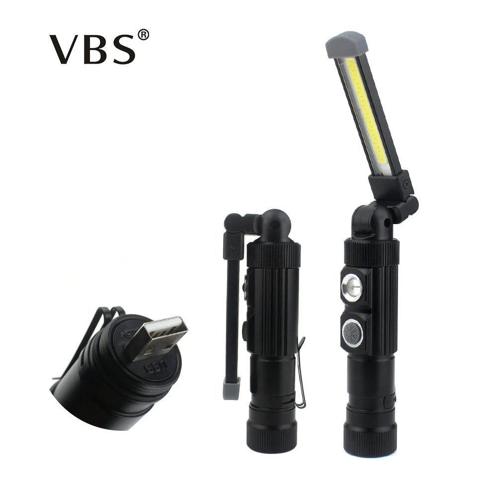 Portable COB Flashlight Led Work Light 5 Mode USB Rechargeable