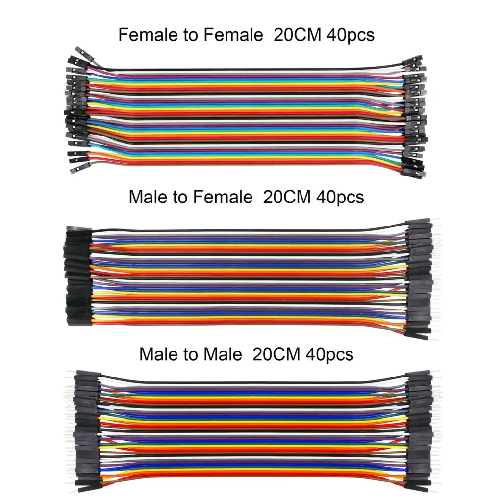 

Dupont line 120pcs 20cm Male to Male + Male to Female + Female to Female Jumper Wire Dupont Cable for Arduino