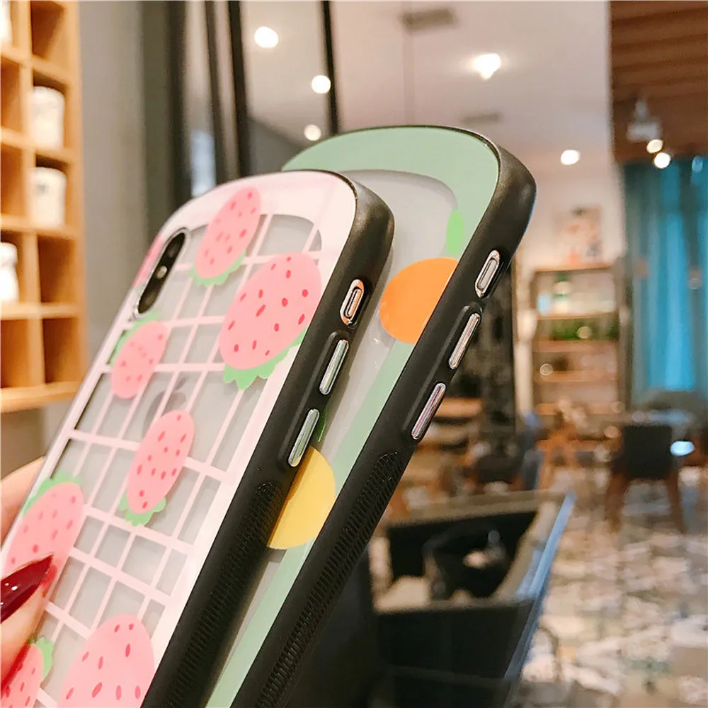 Роскошный 3D клубничный изогнутый стеклянный чехол для телефона IPhone X XS Max
