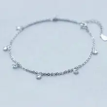 По-настоящему. 925-Стерлинговое Серебро-ювелирные изделия Кристаллы Круглый CZ камень браслет регулируемый Шарм ювелирные изделия GTLS237