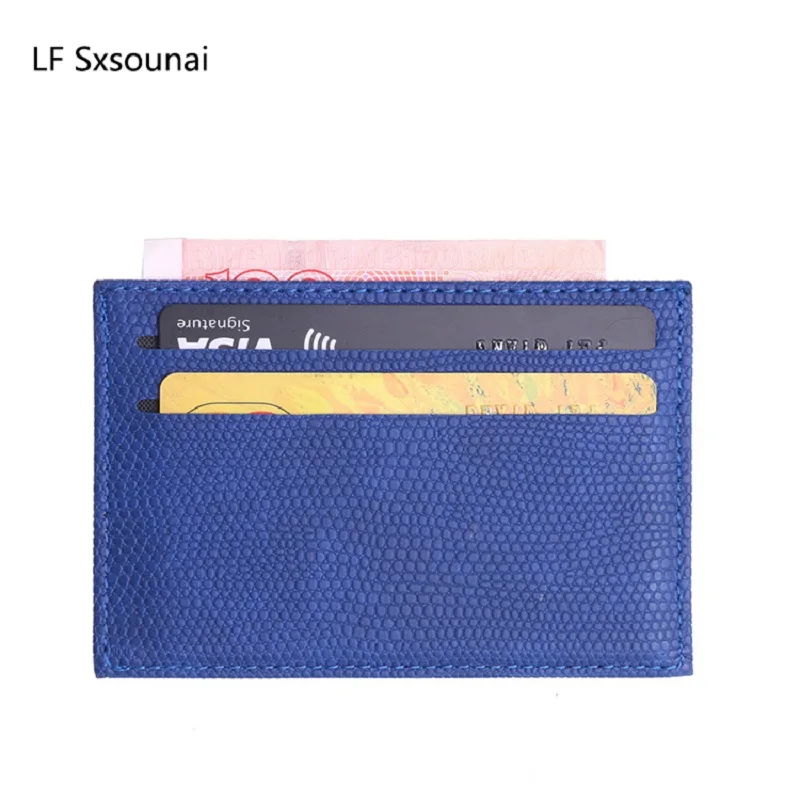 

LF Sxsounai Fashion Blue Women Bank Card Package Coin Bag Card Holder Travel Leather Men Wallets Women Credit Card Holder Cover