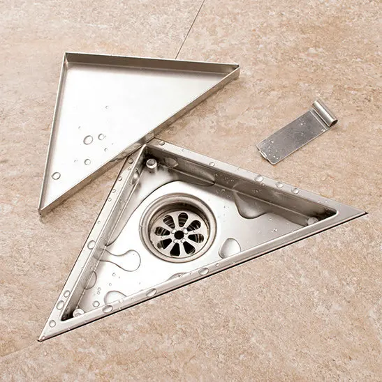 Hidden type Triangle Tile Insert Floor Waste Grates Bathroom Shower