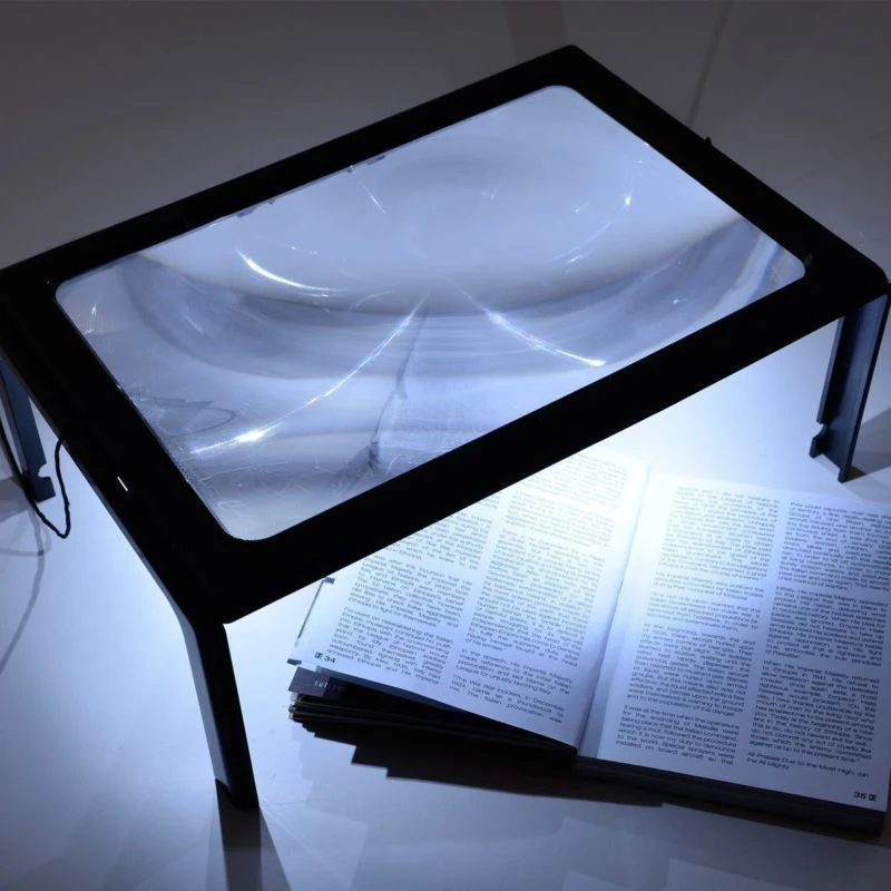 Чтение 3X Лупа полная страница оптическое увеличительное складное A4 светодиодный объектив стол увеличительное стекло для шитья вязание