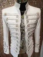 Plus size men jacket costumized outfit simple palace male singer white top Bar nightclub DJ prom wear party costume outerwear