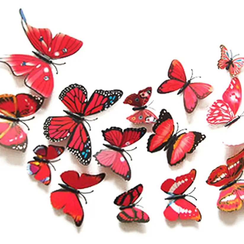 

12pcs DecalWall Stickers Decal Butterflies Dancing beauty 3D Mirror Wall Art Home Decors Green