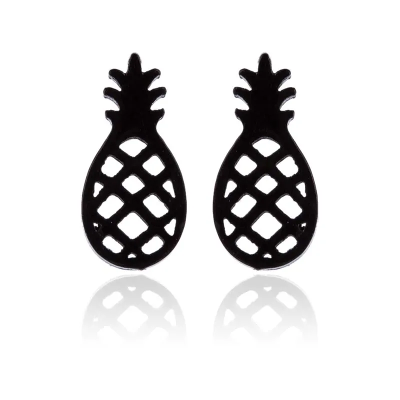 Yiustar Mini Unique Pineapple Earrings Studs for Women Rose Gold Stainless Steel Earring Jewelries Charms Fancy Fruit Earing