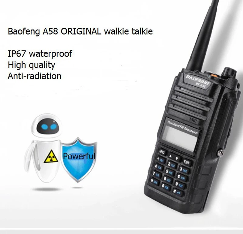 Baofeng BF A58 радио портативная рация Водонепроницаемый IP 67 UHF VHF Двухдиапазонный CB радио для охоты 5 Вт 128CH 2 способ радио