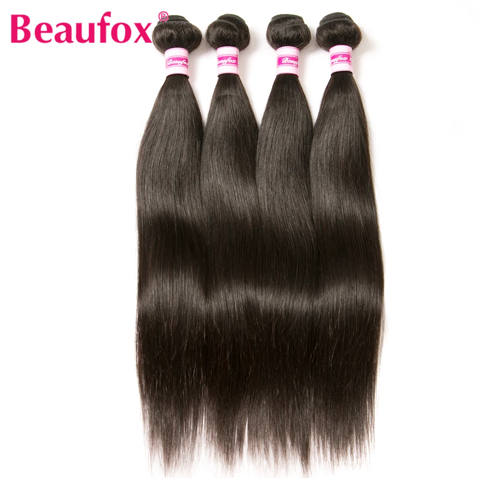 Beaufox индийские прямые волосы 4bundles 100% натуральные волосы Weave Связки Волосы remy Расширения Natural Цвет Бесплатная доставка