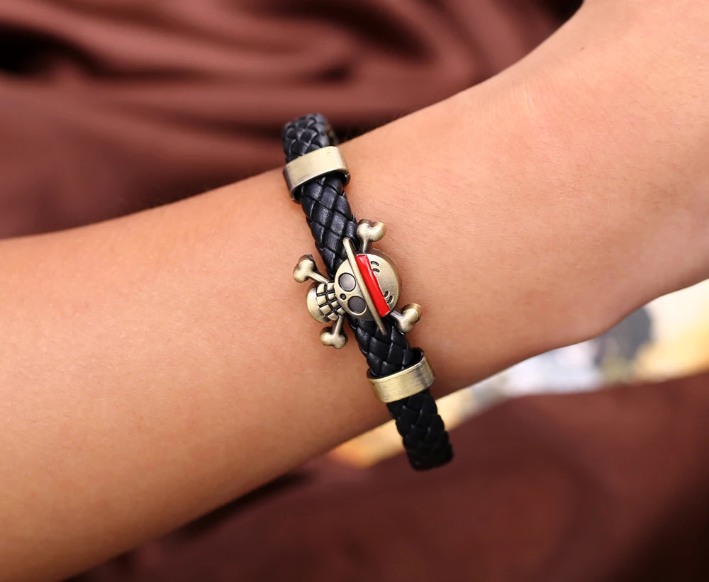 HSIC аниме цельные браслеты Луффи кожаный плетеный браслет и браслеты мужские ювелирные изделия Аксессуары для косплея подарки HC10176