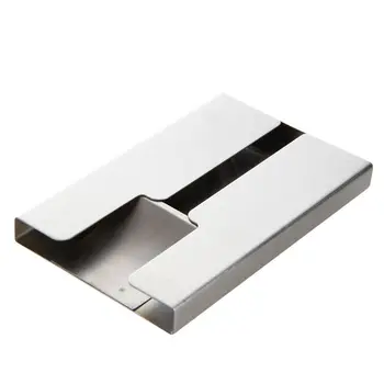 

New Stainless Steel Thumb Slide Out Business Name Credit Card Holder Pocket Case