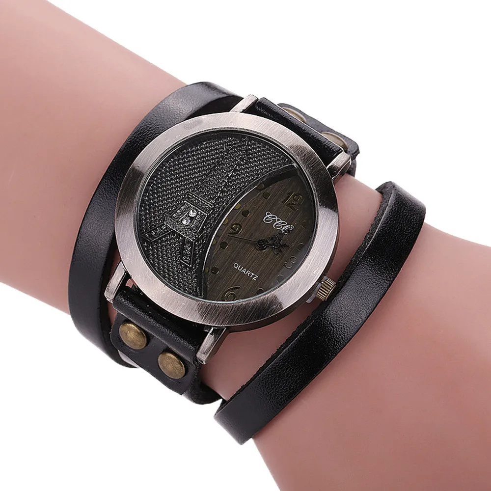 Новые модные женские винтажные часы башня из натуральной кожи браслет Часы повседневные женские наручные часы кварцевые наручные часы Relogio Feminino