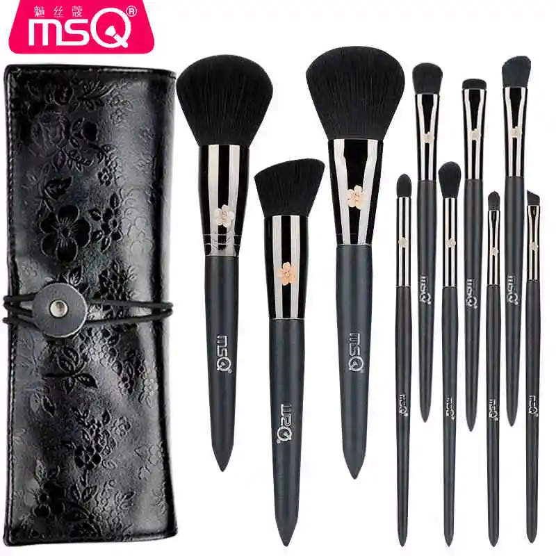 

MSQ10pcs Professional Makeup Brushes Set Powder Foundation Eyeshadow Eyeliner Lip Makeup Brush Makeup Tool With PU Cosmetic bag