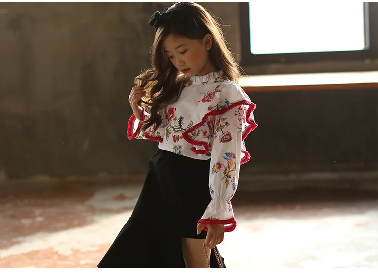 floral pattern teenage girls clothes kid autumn spring fashion baby shirt girls blouse casual children clothing long sleeve tops (8)