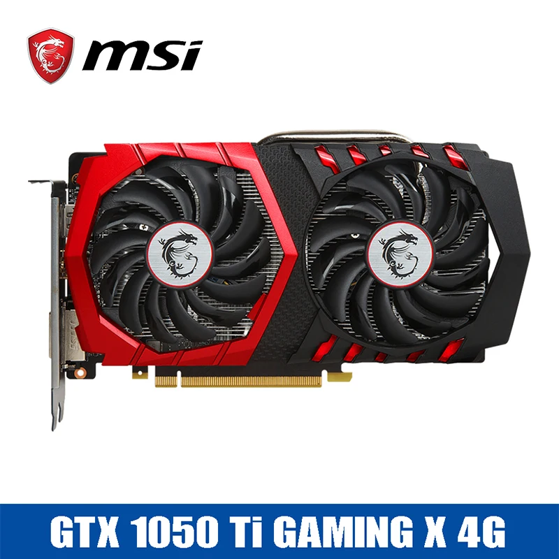 MSI Графика карты GTX1050Ti Gaming X 4G видео карта 1150 МГц/7000 МГц 128Bit PCI E3.0 DP + HDMI DVI DirectX 12 GDDR5 2
